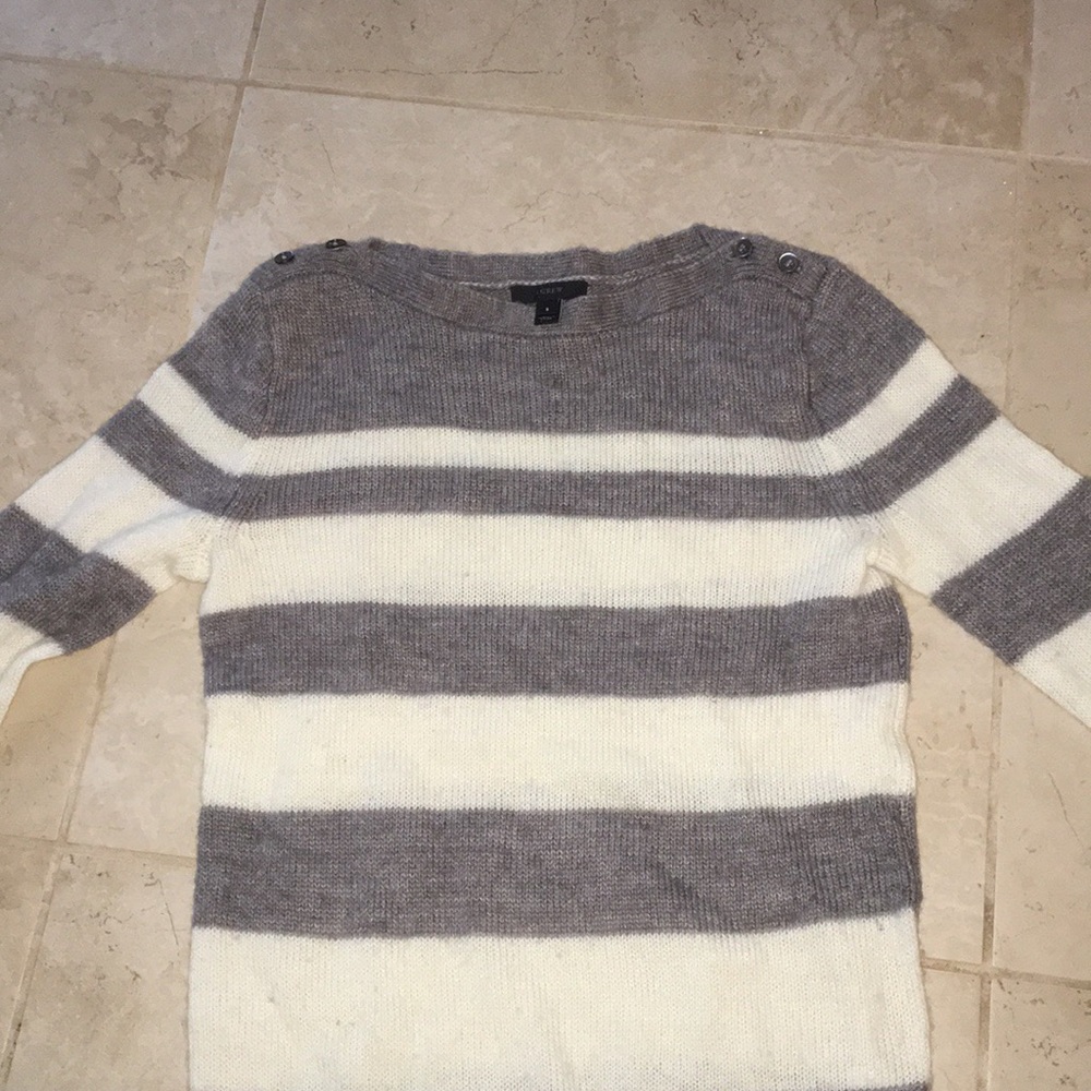 J Crew Knit Sweater in Grey/White Size Small